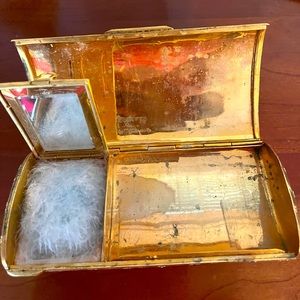 Authentic vintage, gold compact case/clutch with powder puff chamber